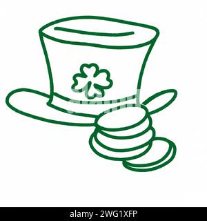 Logo de la Saint-Patrick dessin de ligne d'icône Banque D'Images