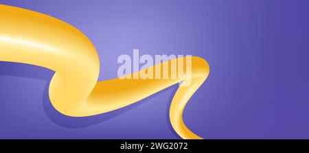 Ligne courbe 3D jaune abstraite. Fluide MELANGE liquide a gradient vibrant. Tracé de la bande de fusion. Vecteur Illustration de Vecteur