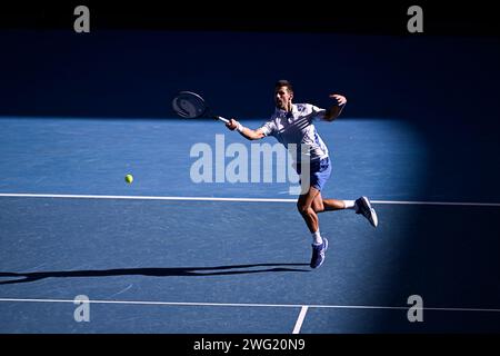 Melbourne, Australie. 26 janvier 2024. Novak Djokovic lors du tournoi de tennis Australian Open AO 2024 Grand Chelem le 26 janvier 2024 au Melbourne Park à Melbourne, en Australie. Photo Victor Joly/DPPI crédit : DPPI Media/Alamy Live News Banque D'Images