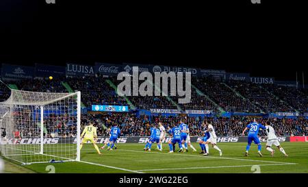 Getafe, Espagne. 01 février 2024. Vue générale pendant la Liga EA Sports, date 20 entre Getafe CF et le Real Madrid a joué au Coliseum Stadium le 1 février 2024 à Getafe, Madrid, Espagne. (Photo Bagu Blanco/PRESSINPHOTO) crédit : PRESSINPHOTO SPORTS AGENCY/Alamy Live News Banque D'Images