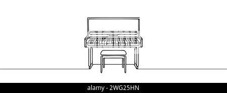 Le dessin est un dessin continu d'un piano sur une ligne Illustration de Vecteur