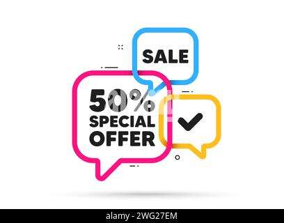 Étiquettes de forme de bannière de réduction. Bulles de discours d'offre spéciale. Icône d'étiquette de prix de coupon de solde. Bannière avec offre de réduction. Vecteur Illustration de Vecteur