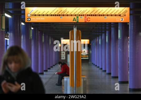 Prague, République tchèque. 02 février 2024. Station de métro Zlicin à Prague, République tchèque, 2 février 2024. Crédit : Michal Kamaryt/CTK photo/Alamy Live News Banque D'Images