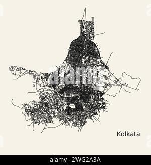 Carte de Kolkata, Bengale occidental, Inde Illustration de Vecteur