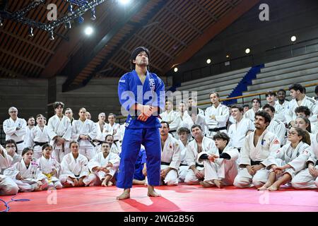 Paris, France. 01 février 2024. Shohei Ono du Japon pendant le camp d'entraînement le 1 février 2024 au Dojo de Paris (ancien Institut du Judo) à Paris, France - photo Victor Joly/DPPI crédit : DPPI Media/Alamy Live News Banque D'Images