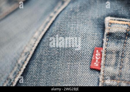 Original vintage levi's Jean denim détail de l'étiquette arrière Banque D'Images