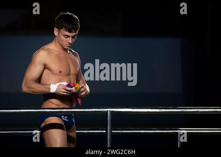 Doha, Qatar. 02 février 2024. Tom Daley, de Grande-Bretagne, participe à la finale de l'épreuve mixte par équipes lors des 21e Championnats du monde aquatiques au Hamad Aquatic Center à Doha (Qatar), le 02 février 2024. Crédit : Insidefoto di andrea staccioli/Alamy Live News Banque D'Images