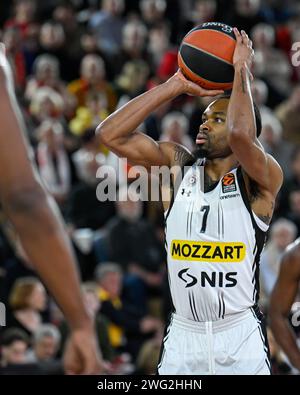 Monaco, Monaco. 31 janvier 2024. Le joueur de Belgrade #7 Kevin Punter vu en action lors du match de Basketball Turkish Airlines Euroleague entre L'AS Monaco et le KK Partizan Belgrade à la salle Gaston Medecin. Score final : AS Monaco 85 - 70 KK Partizan Belgrade. (Photo Laurent Coust/SOPA Images/Sipa USA) crédit : SIPA USA/Alamy Live News Banque D'Images