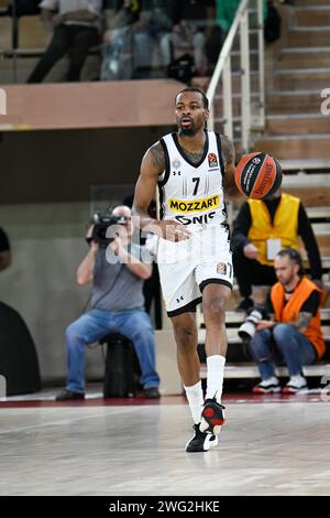 Monaco, Monaco. 31 janvier 2024. Le joueur de Belgrade #7 Kevin Punter vu en action lors du match de Basketball Turkish Airlines Euroleague entre L'AS Monaco et le KK Partizan Belgrade à la salle Gaston Medecin. Score final : AS Monaco 85 - 70 KK Partizan Belgrade. (Photo Laurent Coust/SOPA Images/Sipa USA) crédit : SIPA USA/Alamy Live News Banque D'Images