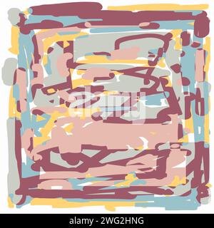 Motif pop Doodle dessiné à la main, couleurs primaires, illustration abstraite de lignes vibrantes, croquis de bloc-notes de tablette Illustration de Vecteur