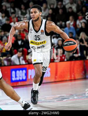 Monaco, Monaco. 31 janvier 2024. Le joueur de Belgrade #35 Perry Dozier vu en action lors du match de Basketball Turkish Airlines Euroleague entre L'AS Monaco et le KK Partizan Belgrade à la salle Gaston Medecin. Score final : AS Monaco 85 - 70 KK Partizan Belgrade. (Photo Laurent Coust/SOPA Images/Sipa USA) crédit : SIPA USA/Alamy Live News Banque D'Images