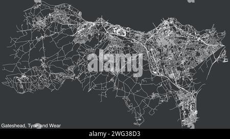 Carte des rues de l'ARRONDISSEMENT MÉTROPOLITAIN DE GATESHEAD, TYNE ET WEAR Illustration de Vecteur