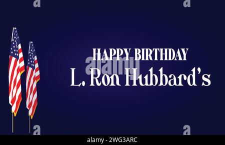 L. Ron Hubbard's Birthday Stylish Text Design Illustration de Vecteur