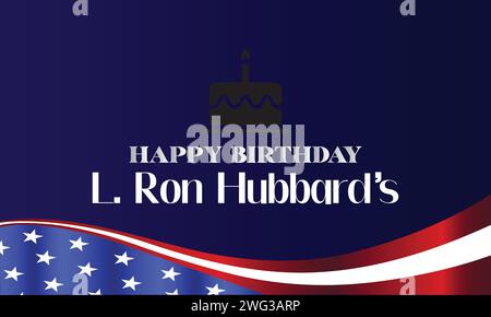 L. Ron Hubbard's Birthday Stylish Text Design Illustration de Vecteur