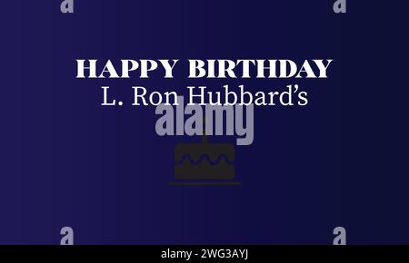 L. Ron Hubbard's Birthday Stylish Text Design Illustration de Vecteur