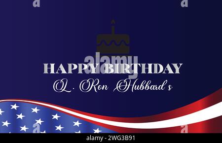 L. Ron Hubbard's Birthday Stylish Text Design Illustration de Vecteur