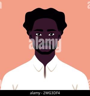 Portrait d'un jeune homme africain avec barbe. Un homme abstrait ou un étudiant. Illustration vectorielle Illustration de Vecteur