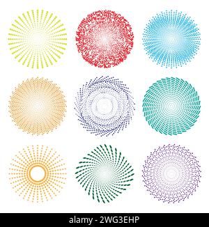 Points demi-ton dans le vecteur de symboles créatifs de cycle de forme spirale de cercle. Illustration de Vecteur