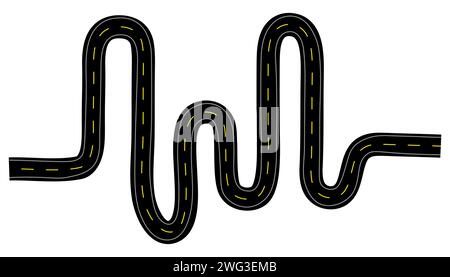 Texture de route asphaltée avec marquage routier, route pavée avec illustration vectorielle de bandes de séparation. Illustration de Vecteur