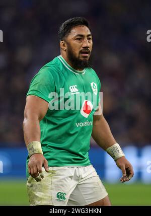 Marseille, France. 2 février 2024. Le Bundle Aki irlandais lors du match Guinness 6 Nations entre la France et l'Irlande. Crédit : Ben Whitley/Alamy Live News Banque D'Images