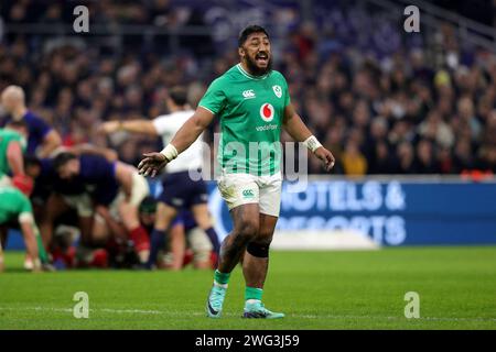 Marseille, France. 2 février 2024. Le Bundle Aki irlandais lors du match Guinness 6 Nations entre la France et l'Irlande. Crédit : Ben Whitley/Alamy Live News Banque D'Images