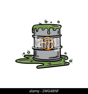 Les déchets toxiques dans un baril polluent l'environnement Illustration de Vecteur