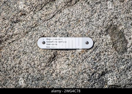 Roche granodiorite del Ivigna de Merano, Tyrol du Sud, Italie du Nord, Europe. Vue rapprochée de l'échantillon Banque D'Images