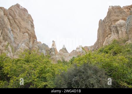 Les Clay Cliffs sont un spectacle saisissant - de hauts pinacles séparés par des ravins étroits. Banque D'Images