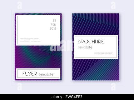 Ensemble de modèles de conception de couverture élégant. Lignes abstraites de néon sur fond bleu foncé. Récupération de la conception de la couverture. Catalogue énergétique, affiche, modèle de livre etc Illustration de Vecteur