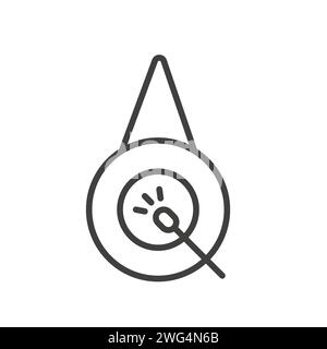 Icône de contour vectoriel d'instrument de musique Gong isolée sur blanc. Méditation de bain de Gong. Thérapie sonore curative Illustration de Vecteur