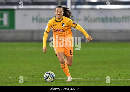 Marta Cazalla ( TSG 1899 Hoffenheim Frauen ). GER, MSV Duisburg Frauen vs TSG 1899 Hoffenheim Frauen, Fussball, Bundesliga,12. Spieltag Spielzeit 2023/2024, 02.02.2024 LES RÈGLEMENTS DFL/DFB INTERDISENT TOUTE UTILISATION DE PHOTOGRAPHIES COMME SÉQUENCES D'IMAGES ET/OU QUASI-VIDÉO Foto : Eibner-Pressefoto/Thomas Thienel crédit : dpa Picture alliance/Alamy Live News Banque D'Images