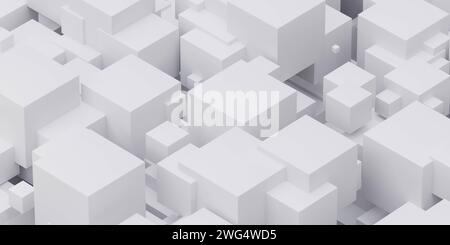 Groupe de cubes blancs suspendus dans l'air Banque D'Images