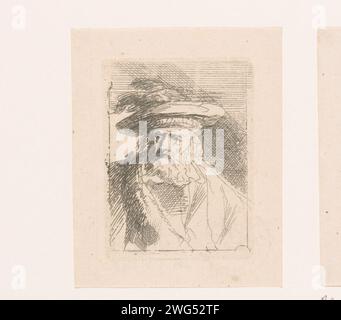 Buste de l'homme avec barbe et béret avec plumes, anonyme, 1700 - 1799 print Allemagne papier gravure vieil homme Banque D'Images