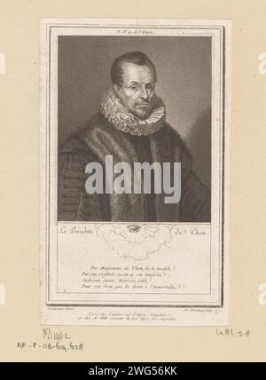 Portret van Jacques-Auguste de Thou, Antoine de Marcenay de Ghuy, d'après Louis Ferdinand Ier, 1772 estampes numérotées au milieu : pl. No 41. De l'oeuvre. Gravure sur papier de Paris de personnages historiques Banque D'Images