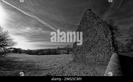 Ancien mur unique debout dans l'East Sussex UK Banque D'Images