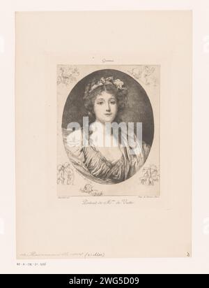 Portret van Madame de Viette, Daniel Charles Marie mordant, d'après Jean-Baptiste Greuze, 1881 gravure sur papier de Paris gravures de personnages historiques Banque D'Images