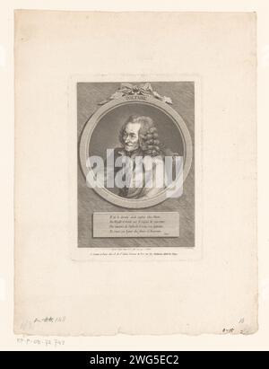 Portret van Voltaire, Augustin de Saint-Aubin, d'après Dominique vivant Denon (Baron), 1775 estampe sur papier Paris gravure / gravure de personnages historiques. portrait d'un écrivain Banque D'Images