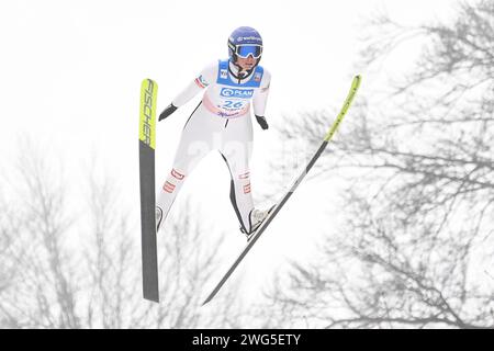 Willingen, Allemagne. 03 février 2024. Ski nordique, saut à ski : coupe du monde, grande colline, femmes. Gagnant Jacqueline Seifriedsberger sauts. Crédit : Swen Pförtner/dpa/Alamy Live News Banque D'Images