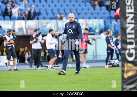 Rome, Italie. 03 février 2024. ENTRAÎNEUR-CHEF STEVE BORTHWICK (ANGLETERRE) lors du match Italie vs Angleterre, Rugby six Nations à Rome, Italie, février 03 2024 crédit : Independent photo Agency/Alamy Live News Banque D'Images