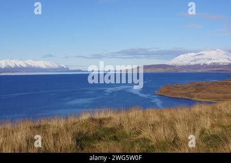 L'embouchure d'Eyjafjordur près de la ville d'Akureyri dans le nord de l'Islande Banque D'Images