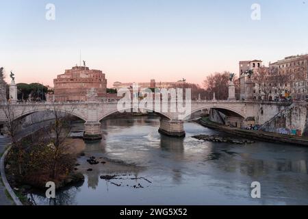 Ponte Vittorio Emanuele II et Castel Sant Angelo (Rome/Italie) Banque D'Images