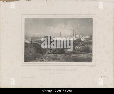 Vue d'Anvers et de la tête flamande, 1833, 1833 print vue d'Anvers et de la tête flamande, vue depuis les ruines de la Citadelle d'Anvers en 1833. Partie d'une série de six enregistrements datant de 1833 des ruines de la Citadelle après le siège de l'armée française en novembre et décembre 1832. Imprimeur : Brusselsafter dessin par : Antwerpprinter : Brusselspublisher : Brusselspublisher : Amsterdam papier fortifications permanentes. Lieu ou ville dévasté, ruiné ( guerre) Citadelle d'Anvers (19e siècle). Anvers Banque D'Images