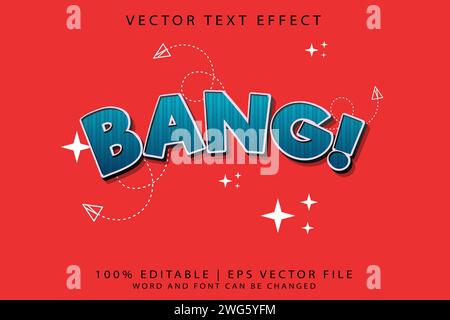 Effet de texte modifiable vecteur Premium de Bang 3D Cartoon Comic style Illustration de Vecteur