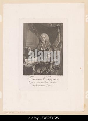 Portret van François Chicoyneau, Johann Georg Wille, d'après Pierre le sueur, 1744 estampe France sur papier gravure de personnages historiques. outils d'écriture Banque D'Images