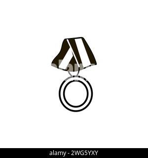 Icône de médaille ou de trophée icolée avec ruban. Illustration vectorielle peut être utilisée pour le concept de récompense, le bien premium, la sensibilisation au sport. Illustration de Vecteur