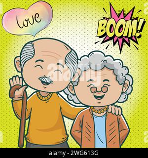 Joyeux grand-parents jour pop art style Illustration de Vecteur