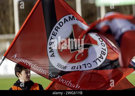 Amsterdam, pays-Bas. 03 février 2024. AMSTERDAM - 03-02-2024, Sportpark Goed genoeg. Betnation Divisie. Dutch tweede divisie, saison 2023-2024. Pendant le match AFC - Spakenburg. Crédit : Pro Shots/Alamy Live News Banque D'Images