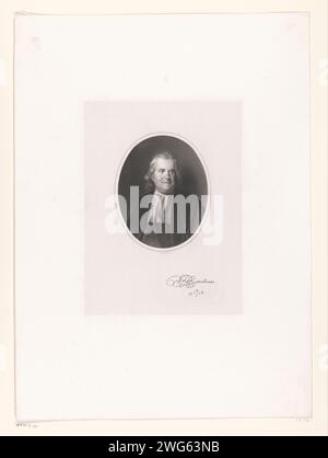 Portrait de Hermanus Boerhaave, Johann Wilhelm Kaiser (I), d'après Cornelis Troost, 1723 - 1900 tirage Portrait de Hermanus Boerhaave (1668-1738), médecin, professeur à l'Université de Leiden. papier. gravure / gravure homme adulte. homme sage Banque D'Images