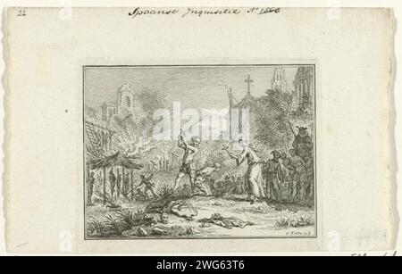 Inquisition espagnole, 1782 - 1784 imprimer Inquisition espagnole, ca. 1560. Jugement des hérétiques condamnés par l'Inquisition. Décapitation et combustion sur le bûcher. Papier néerlandais mordant la mort violente en brûlant sur le bûcher ; bûcher. mort violente par décapitation. exécution d'hérétiques, par exemple en brûlant sur le bûcher, 'auto-da-fé' Banque D'Images