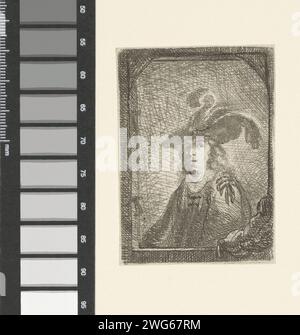 Buste d'un jeune homme avec un chapeau à plumes, Samuel van Hoogstraten (attribué à), 1630 - 1678 impression buste d'un jeune homme avec un chapeau avec deux plumes, dans un cadre néerlandais gravure de papier adolescent, jeune femme, jeune fille Banque D'Images